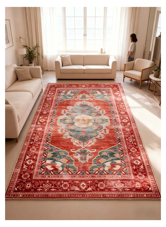 Noon East Carpet Rug Anti-Slip-  Size- 274 x 366 cm - 9x12 ft | Royal Heritage Design | Color- Brick Red| Ideal as Carpets for Living room, Bedroom & Office. Perfect for large spaces - Image 2